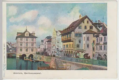 (24797) AK Zürich, Rathauskai 1904