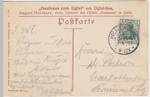 (24619) AK Eutin, Sielbeck, Ukleisee, Angelbrücke, Holst. Schweiz 1907
