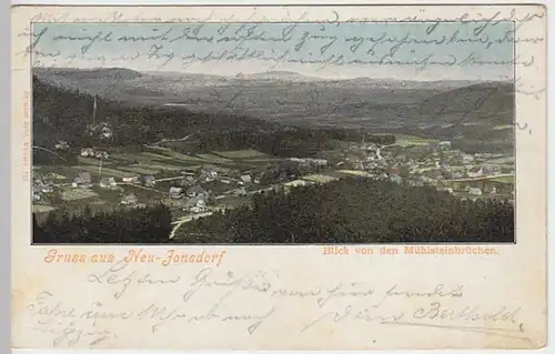 (24599) AK Gruß aus Neu-Jonsdorf, Blick von den Mühlsteinbrüchen 1907