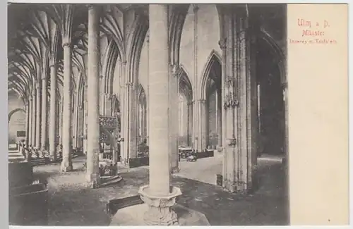 (24517) AK Ulm, Donau, Münster, Inneres, Taufstein, vor 1945