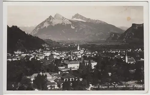 (24481) Foto AK Bad Ragaz, Panorama, Gonzen, Alvier, vor 1945