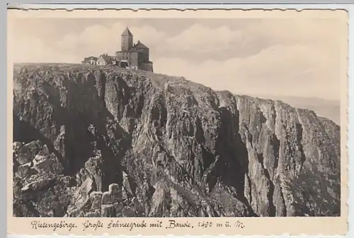 (24480) Foto AK Riesengebirge, Große Schneegrube, Baude 1935
