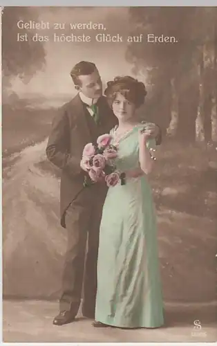 (24407) Foto AK Sprüche, Geliebt zu werden ist das höchste, Feldp. 1914