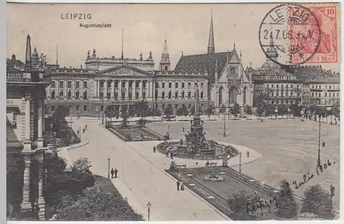 (24393) AK Leipzig, Augustusplatz, Paulinerkirche, Universität 1906