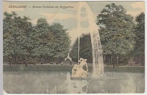 (24363) AK Düsseldorf, Hofgarten, Große Fontaine, vor 1945