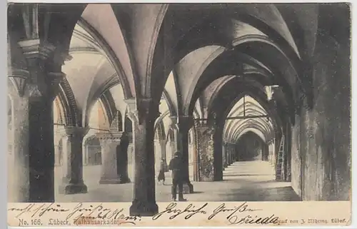 (24302) AK Lübeck, Rathausarkaden 1906