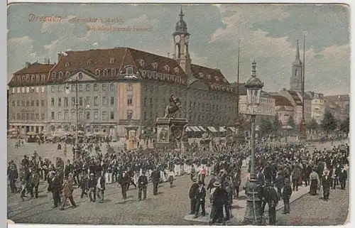 (24296) AK Dresden, Neustädter Markt, Wachparade, bis 1905