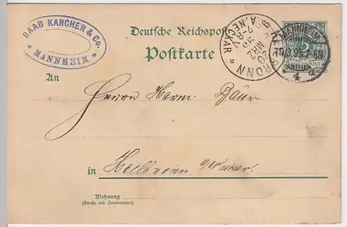 (24159) Ganzsache Reichspost 1895 v. Raab Karcher & Co. Mannheim