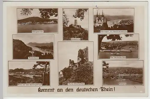 (24165) Foto AK Rhein, Mehrbildkarte, Remagen, Koblenz, vor 1945