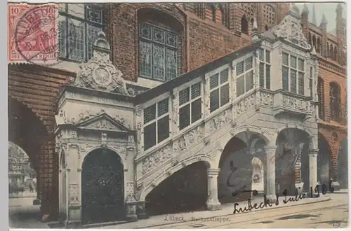 (24150) AK Lübeck, Rathaustreppe 1906