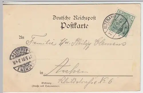 (24069) AK Gruß aus dem Ahrtal, Altenahr, Burg, Villa 1901