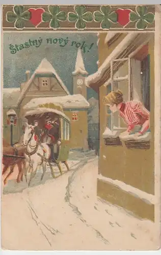 (23892) Künstler AK Neujahr, Stastny novy rok! Prägekarte, bis um 1905