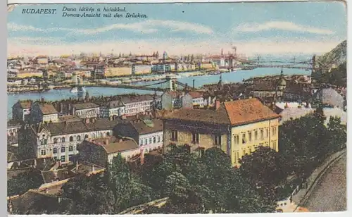 (23864) AK Budapest, Donauansicht mit Brücken, vor 1945