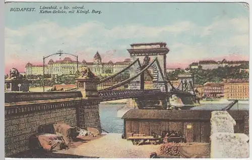(23861) AK Budapest, Kettenbrücke, Burgpalast, vor 1945