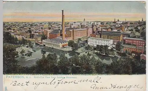 (23843) AK Paterson, N. J., Blick vom Soldatendenkmal 1907