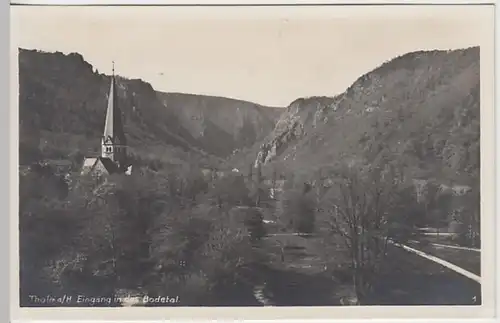 (23821) Foto AK Thale, Harz, Eingang Bodetal, vor 1945