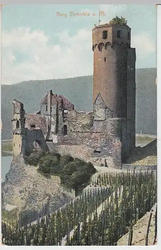 (23793) AK Rüdesheim am Rhein, Burg Ehrenfels, um 1908