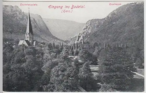 (23761) AK Thale, Harz, Eingang Bodetal, Roßtrappe, vor 1945