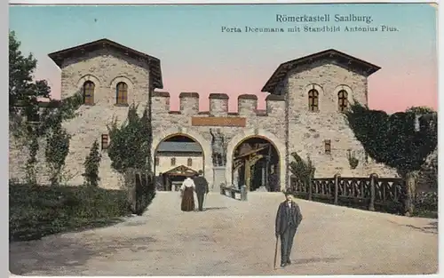 (23686) AK Bad Homburg vor der Höhe, Kastell Saalburg, Fenster-Golddruck 1914