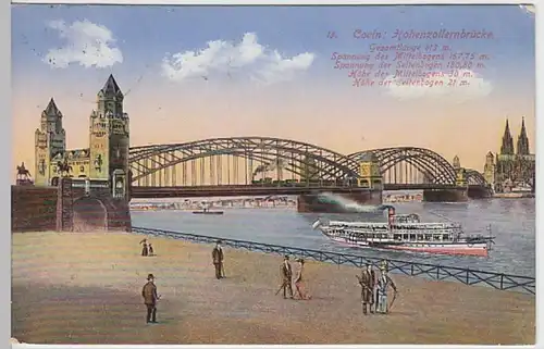 (23684) AK Köln, Hohenzollernbrücke 1914