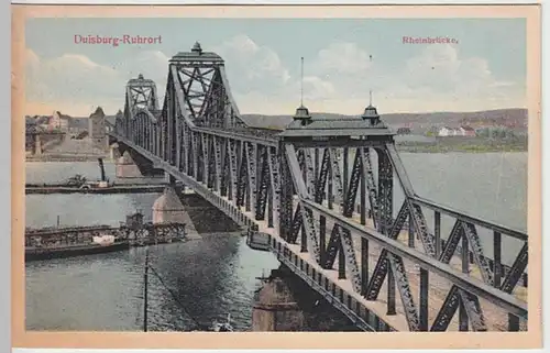 (23683) AK Duisburg, Ruhrort, Rheinbrücke 1915