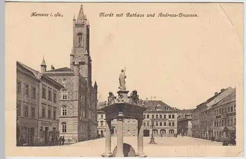 (23654) AK Kamenz, Sachsen, Rathaus, Andreasbrunnen, vor 1945