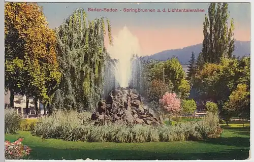 (23539) AK Baden-Baden, Springbrunnen, Lichtentaler Allee 1912