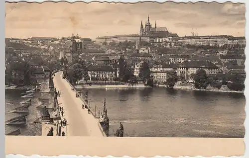 (23464) Foto AK Prag, Praha, Karlsbrücke, Hradschin 1938