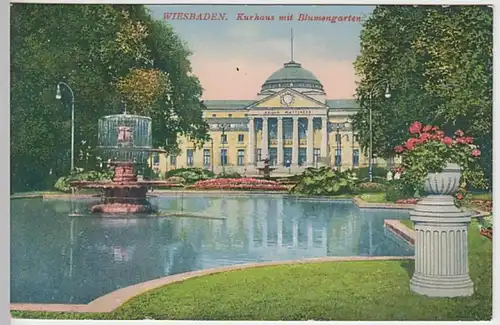 (23442) AK Wiesbaden, Kurhaus, Blumengarten 1926