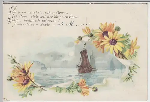 (23075) AK Sprüche, Für einen herzlich frohen Gruß ist Raum 1901