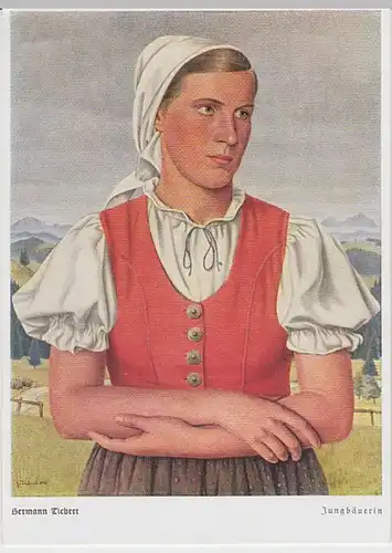 (22925) Künstler AK Hermann Tiebert, Jungbäuerin, vor 1945