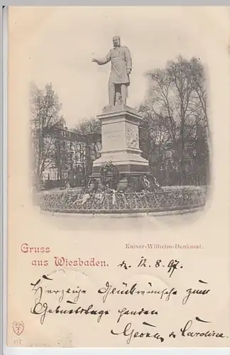 (22726) AK Gruß aus Wiesbaden, Kaiser-Wilhelm-Denkmal 1897