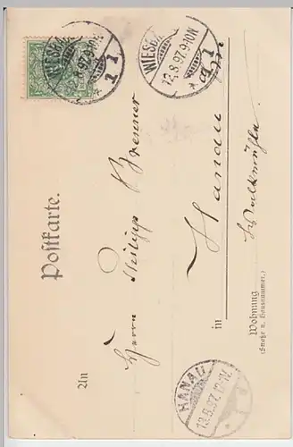 (22726) AK Gruß aus Wiesbaden, Kaiser-Wilhelm-Denkmal 1897