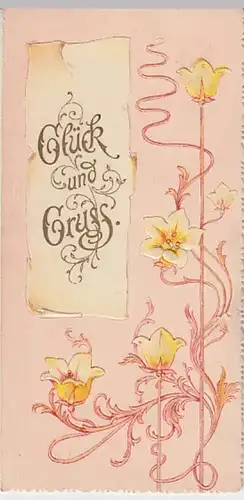 (22657) AK Glück und Gruß, Prägekärtchen, Lilien, mehrseitig, vor 1945
