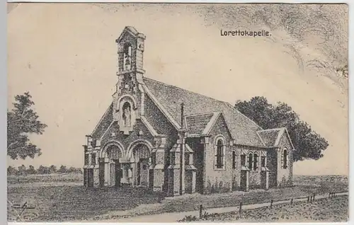 (22571) Künstler AK Souchez, Lorettokapelle, Feldpost 1915