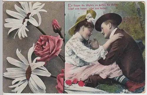 (22563) AK Sprüche, Es singen die Vöglein, es duften die Rosen, um 1908