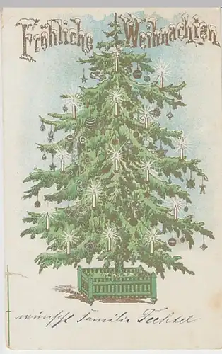 (22522) AK Weihnachten, Tannebaum mit Kerzen, Golddruck 1903