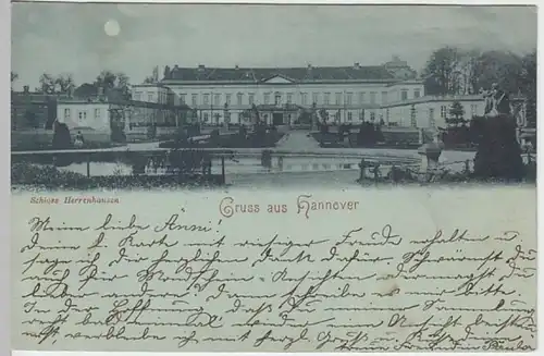 (22514) AK Gruß aus Hannover, Herrenhausen, Mondscheinkarte 1897