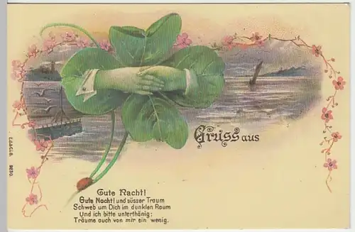 (22497) AK Sprüche, Gute Nacht und süßer Traum, Nachdruck, nach 1945