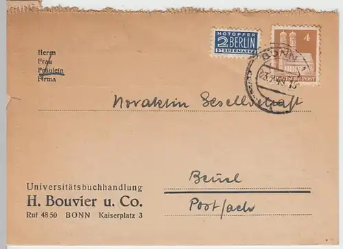 (22476) Postkartec Deutsche Post 1949 v. Buchhandl. H. Bouvier Bonn