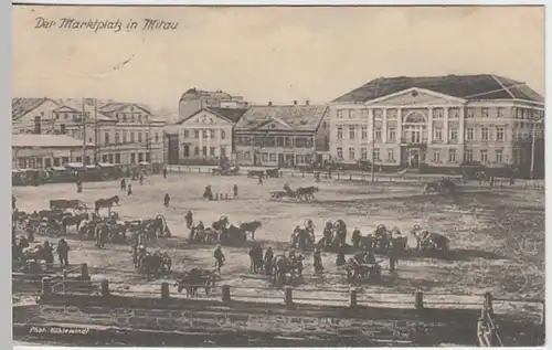 (22463) AK Mitau, Jelgava, Marktplatz, Feldpost 1917