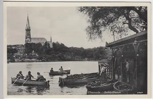 (22436) AK Chemnitz, Schlossteich, Schlosskirche 1939