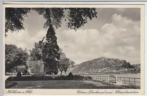 (22435) AK Koblenz, Joseph-Görres-Denkmal, Ehrenbreitstein 1937