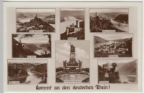(22419) Foto AK Rhein, Mehrbildkarte, Burg Gutenfels u. a., vor 1945