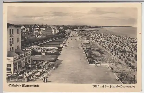 (22411) Foto AK Warnemünde, Strandpromenade 1938