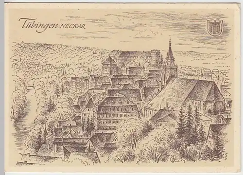 (22344) Künstler AK Ludwig Schäfer-Grohe, Tübingen, Stadtansicht