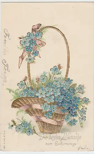 (22340) AK Geburtstag, Vergißmeinnicht, Prägekarte 1905