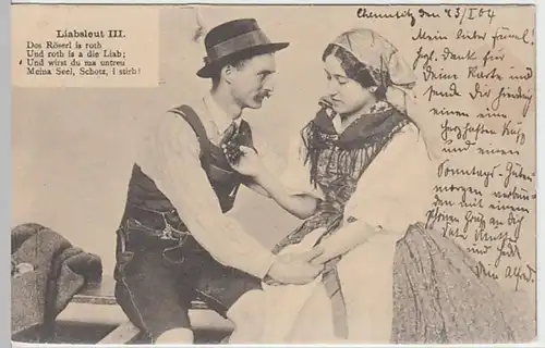 (22332) AK Paare, Liabsleut, Dos Röserl is roth 1904