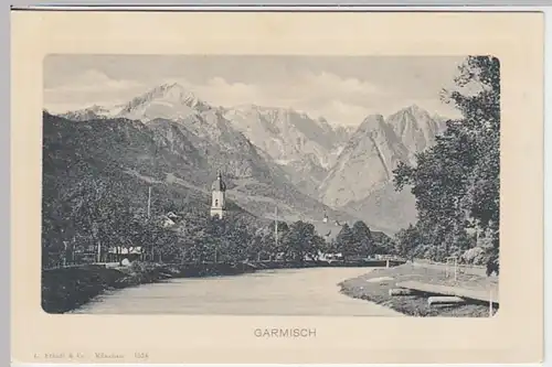 (22246) AK Garmisch, Blick über die Partnach, bis 1905