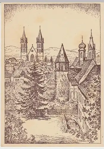 (22223) Künstler AK O. Hoffmann, Ladenburg, Kirchen